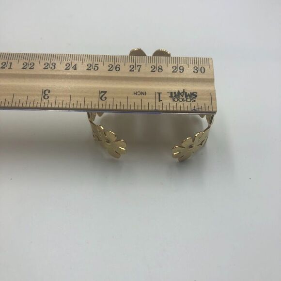 18K Gold Plated Women’s Wide Sunflower Floral Cuff Bracelet Bold Statement - Picture 8 of 11